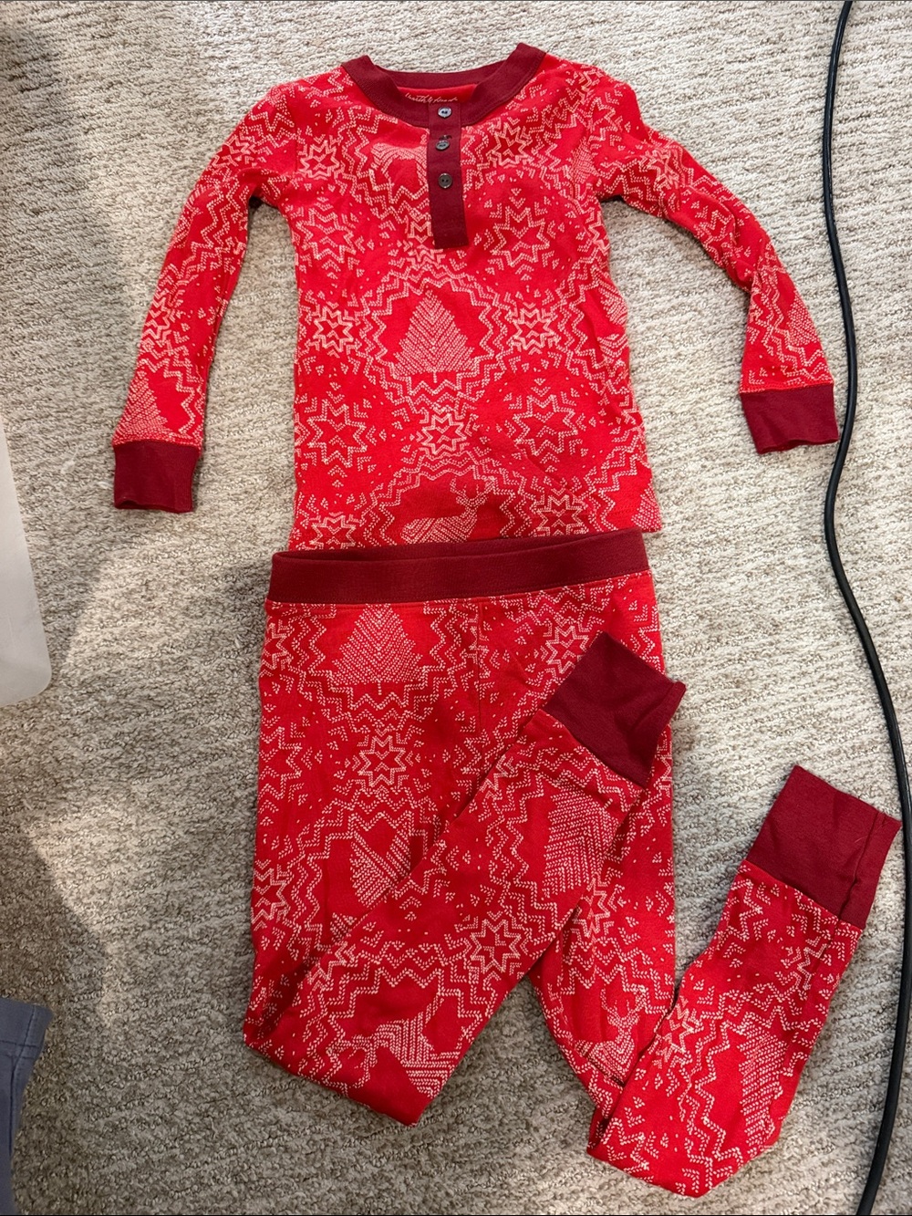 Target Red and Dark Red Holiday Knit Kids Pajama Set